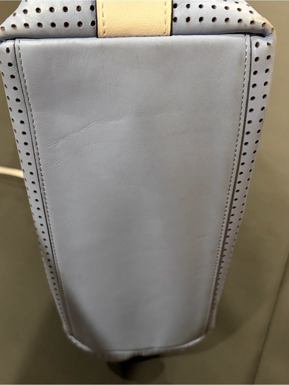 Coach Colorblock Perforated Leather Crossbody Bag in White, Navy and Light Blue - Picture 4 of 5
